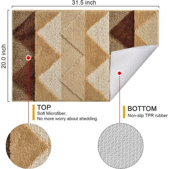 Indoor Door Mat Non Slip Soft Touch Absorbent Entrance Rug20"x 31.5" Camel - Picture 2 of 6